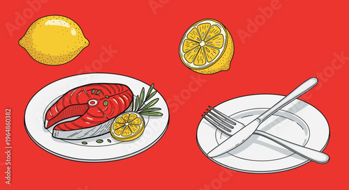 A vibrant illustration of sushi on a plate, perfect for food blogs or restaurant promotions, evoking a sense of freshness and cuisine.