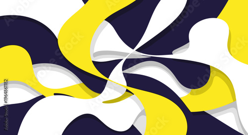 Abstract Yellow White Blue Swirling Shapes.