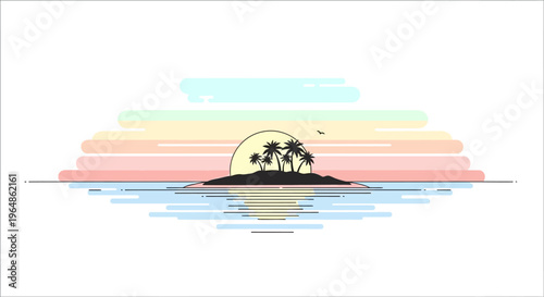 Palm trees on a small island.
