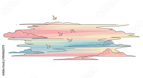 Colorful abstract background with pastel clouds.