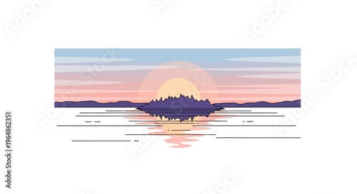 Sunset over calm peaceful serene water.