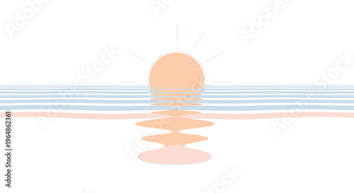 Sunset over calm peaceful ocean water.