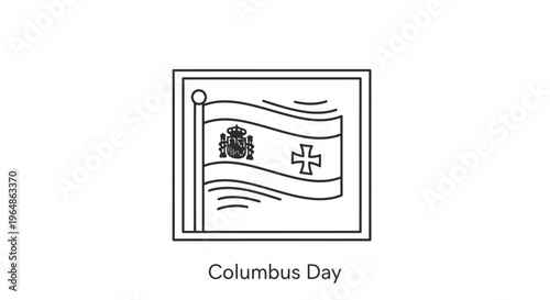 Stylized historical flag icon symbolizing exploration and heritage for commemorative day graphics
