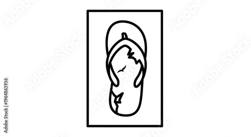 Minimalist line art illustration of a single flip-flop sandal for casual summer escapades