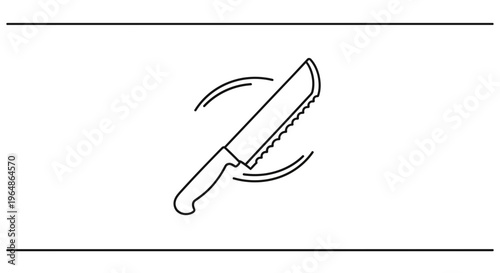Minimalist serrated bread knife icon representing essential kitchen utility and culinary precision