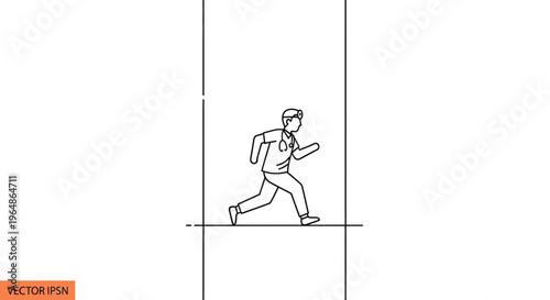 Dynamic line art illustration of a dedicated medical professional running urgently, symbolizing