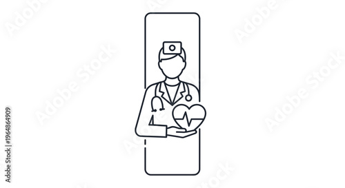 Dedicated medical professional holding a symbolic heart with an active heartbeat line illustrating