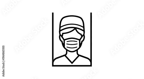 Essential healthcare professional in protective cap and mask icon for medical and safety use