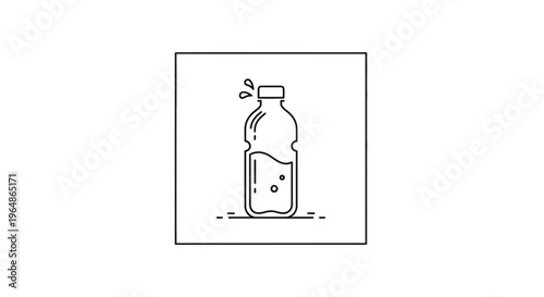 Minimalist line art illustration of a refreshing bottled beverage, perfect for hydration concepts