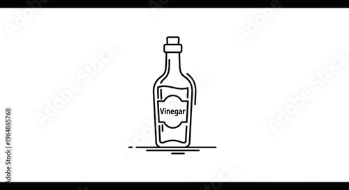 Simple line art illustration of a bottle of vinegar, perfect for culinary and household designs