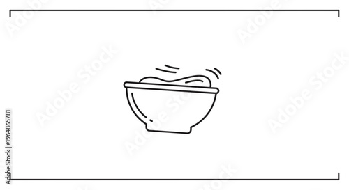 Modern doodle style outline of a hot food bowl emitting steam, perfect for menus and apps