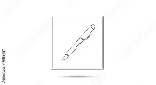 Clean line art illustration of a ballpoint pen icon for stationery and office supplies digital