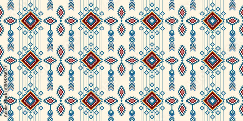 Vintage vector seamless geometric pattern with ethnic textile elements for fashion wallpaper and decorative tile art design