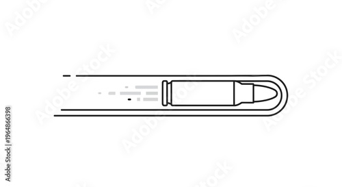 Abstract linear representation of a bullet accelerating through a contained pathway depicting