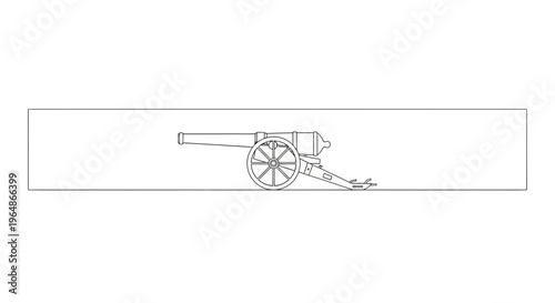 Classic field cannon outline drawing representing historical warfare artillery equipment