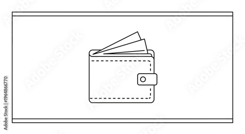 Minimalist Line Art Illustration of a Wallet with Cash Representing Finance and Savings and