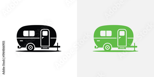 Black and green camper trailer caravan