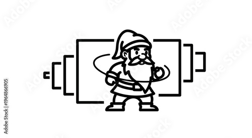 Whimsical dwarf illustration with dynamic expanding frames vector graphic