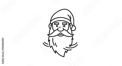 Joyful winking bearded old man in festive cap delivering season's greetings