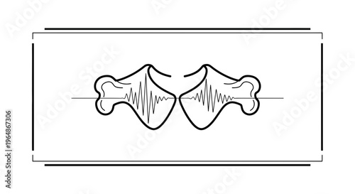 Abstract illustration of sound waves processing within a mirrored ear canal design, representing