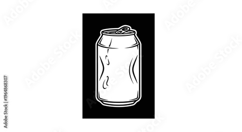 Minimalist beverage can graphic illustration in monochromatic style ready for refreshing designs