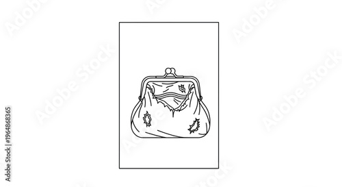 An empty and tattered coin purse, symbolizing financial struggles and the absence of money a