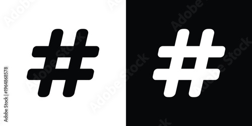 Black and white hashtag symbols on split background 1