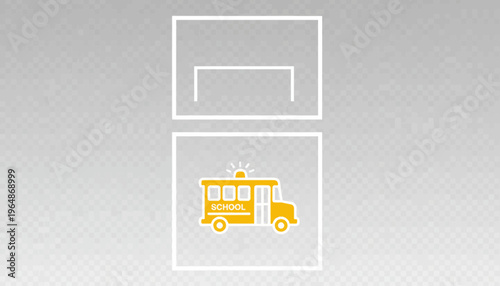 School Bus Icon with Abstract Geometric Background