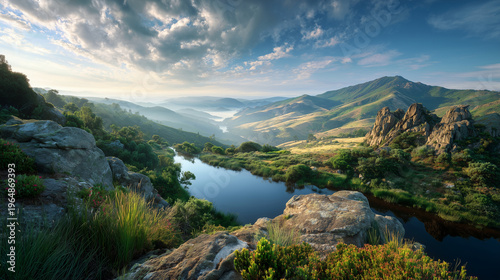 清流と岩が織りなす緑豊かな山岳渓谷の絶景