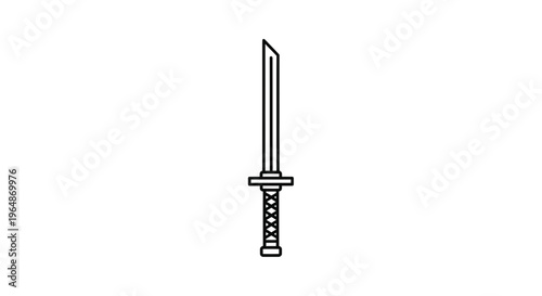 Samurai Sword Icon, Katana Weapon, Japanese Blade, Martial Arts Symbol, Vector Illustration