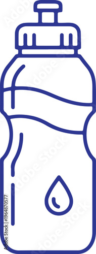 A simple and stylized graphic depiction featuring a classic portable container designed for keeping athletes and active individuals hydrated during strenuous physical exercise routines or daily activi