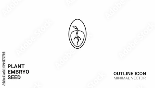 Plant embryo seed outline icon, minimal vector illustration of germination and new life