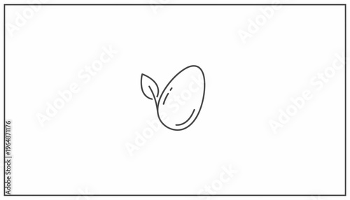 Organic Seedling Sprout Growing, Minimalist Line Art Icon, Eco Friendly Concept