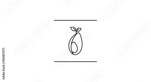 Minimalist Avocado Logo Design with Sprout, Healthy Food Concept, Line Art