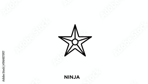 Ninja Star Icon - Shuriken Silhouette on White Background