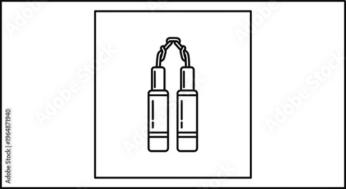 Nunchaku Icon, Martial Arts Weapon, Combat Sport Equipment, Black and White Line Art