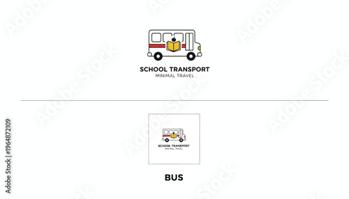 Minimalist School Bus Logo Design, Education Transport Icon, Vector Graphic