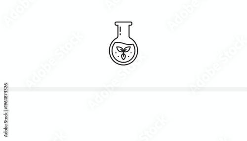 Laboratory flask with sprouting plant seedling, science experiment, biotechnology concept