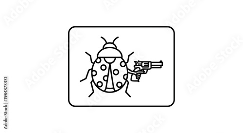 Ladybug with Gun Icon - Cartoon Style