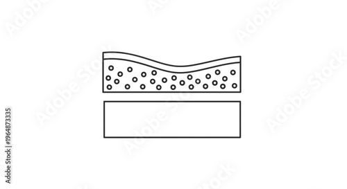 Layered material with porous top layer and solid base, abstract concept