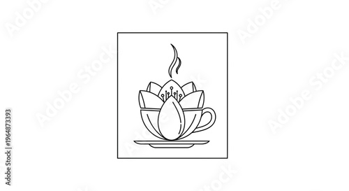 Lotus Flower Tea Cup, Zen, Mindfulness, Hot Beverage, Wellness, Yoga, Meditation