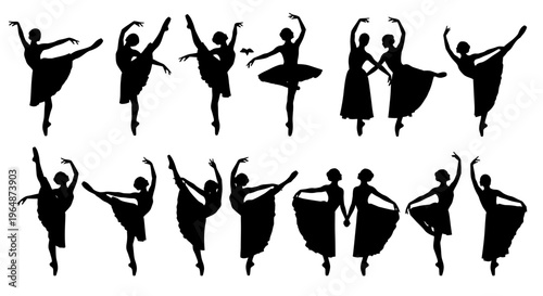 Ballet Dancers Silhouettes: Elegant Poses and Graceful Movements Collection