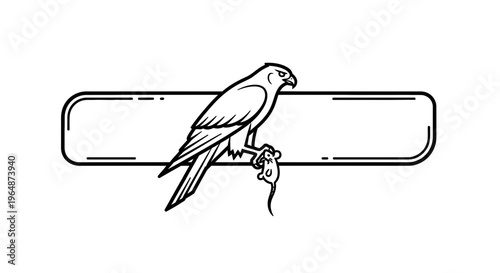 Majestic falcon gripping its prey within a blank modern banner for powerful branding