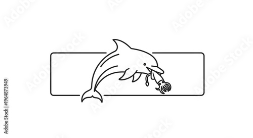 Graceful marine predator capturing its prey, a sleek dolphin with a squid in its jaws,