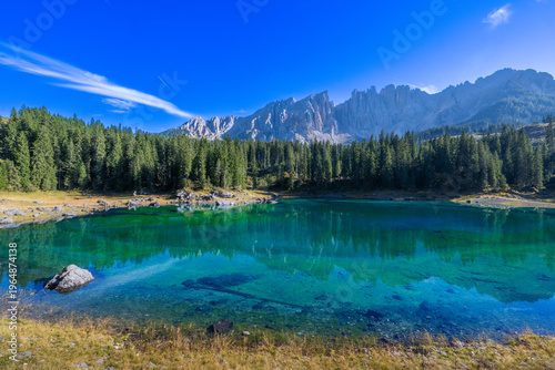 Slika na platnu Lake de Carezza, Karer See ESTE, Carezza al Lago, Gruppo del Latemar mountains,