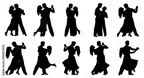 Couple Dancing Silhouettes Collection - Ballroom, Tango, Waltz Poses