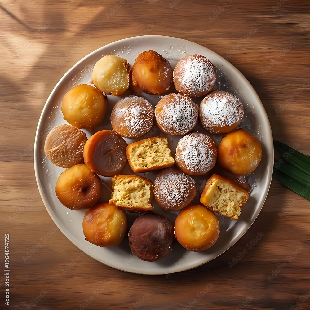 Obraz premium Top View Kuih Mor Brunei Sweet Cake
