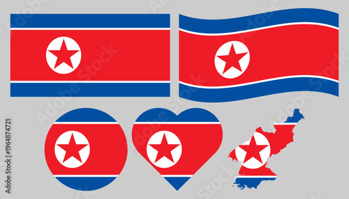 Collection of North Korea Flag Asian Country