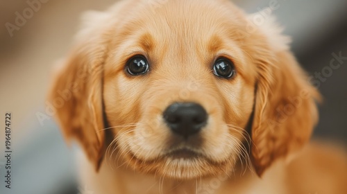 golden retriever puppy looking curious generative ai