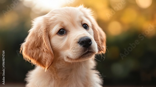 golden retriever puppy looking curious generative ai